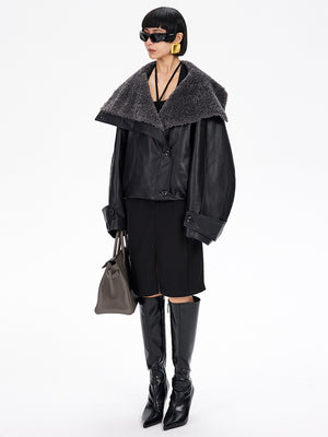 Black PU Leather Jacket Women