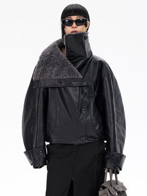 Black PU Leather Jacket Women