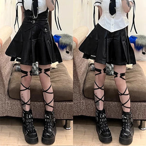 Black PU Leather Lace Up Womens Boots