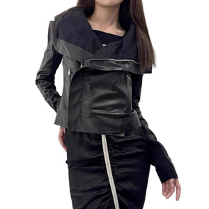 Black PU Leather Moto Jacket Women