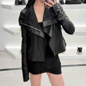 Black PU Leather Moto Jacket Women