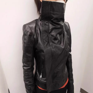 Black PU Leather Moto Jacket Women
