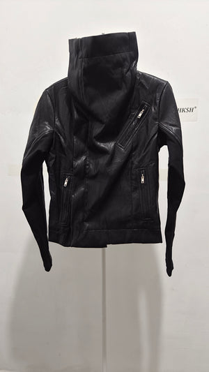 Black PU Leather Moto Jacket Women