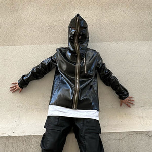 Black PU Leather Moto Jacket
