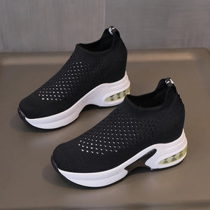 Black PU Leather Platform Sneakers