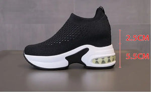 Black PU Leather Platform Sneakers