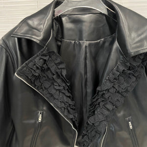 Black PU Leather Zipper Jacket Women