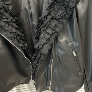 Black PU Leather Zipper Jacket Women