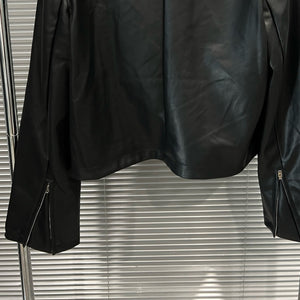 Black PU Leather Zipper Jacket Women