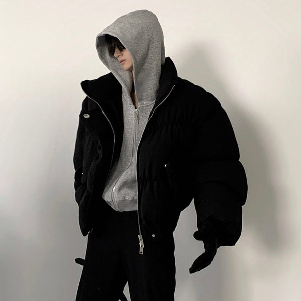 Black Puffer Jacket With Hood