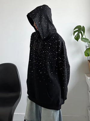 Black Rhinestones Shining Thick Hoodie