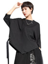 Black Ribbon Round Neck T-shirts Women's