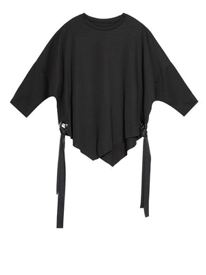 Black Ribbon Round Neck T-shirts Women's