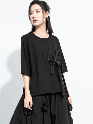Black Rose T Shirt Women's