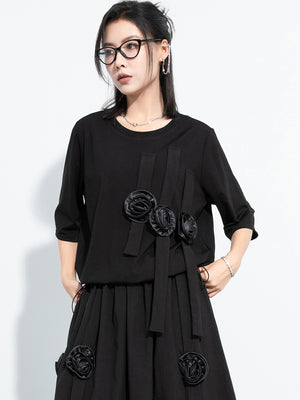 Black Rose T Shirt Women's