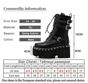 Black Round Toe Lace Up Boots