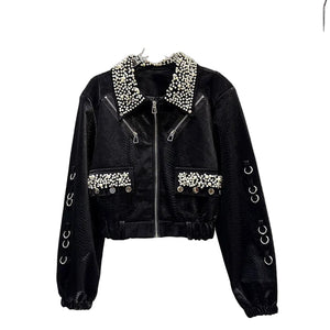 Black Short Leather Jacket Women