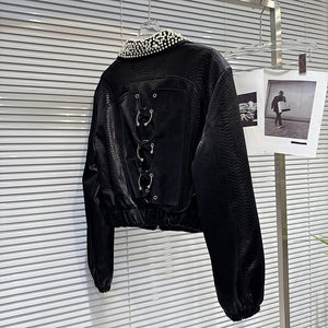 Black Short Leather Jacket Women