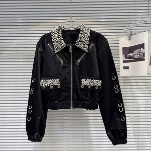 Black Short Leather Jacket Women