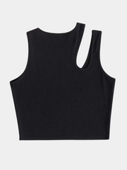 Schwarzes ärmelloses Crop Top