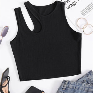 Black Sleeveless Top Crop