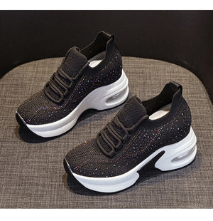Black Sneakers Platform Crystal