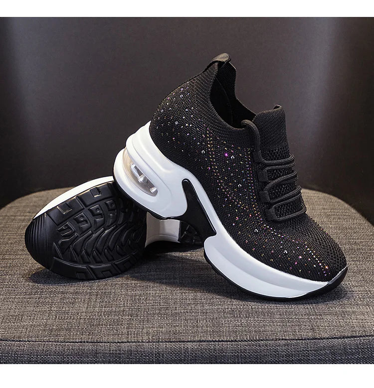 Black Sneakers Platform Crystal | CYBER TECHWEARÂ®