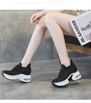 Black Sneakers Platform Crystal