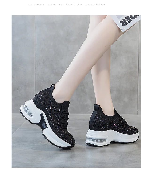 Black Sneakers Platform Crystal