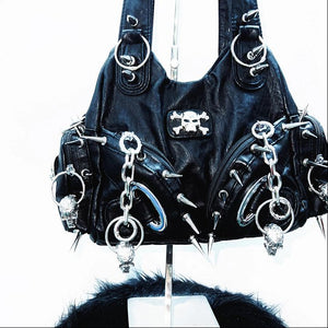 Black Studded Skull Y2k Purse