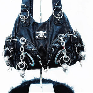 Black Studded Skull Y2k Purse