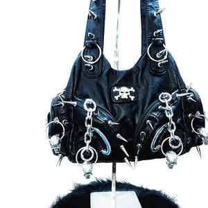 Black Studded Skull Y2k Purse