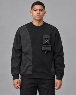Black Sweatshirt Techwear worn by a man, front view