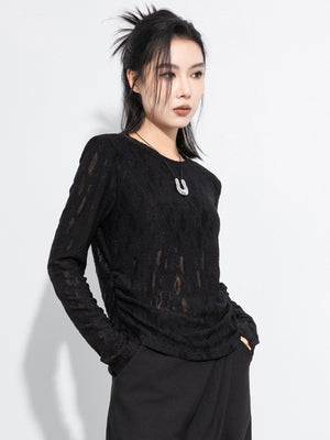 Black T Shirt Women Full Sleeves