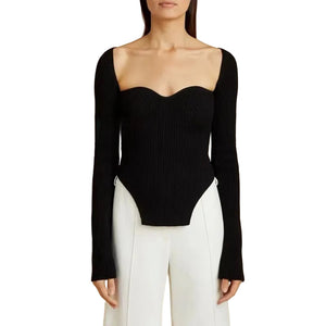 Black T Shirt Women Square Neck