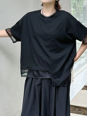 Black T-shirt Women with Short Sleeve Fashion