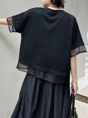 Black T-shirt Women with Short Sleeve Fashion