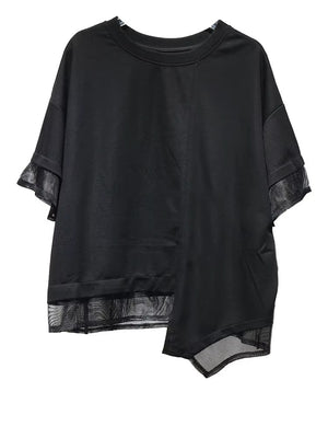 Black T-shirt Women with Short Sleeve Fashion