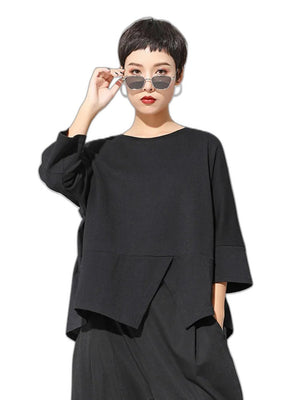 Black T Shirts Fitted Women's - product view on white background
