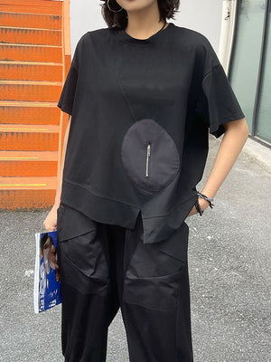 Black T Shirts With Pocket Women's