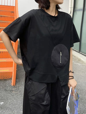 Black T Shirts With Pocket Women's