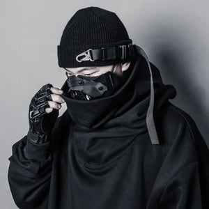 2024 Tactical Techwear Hip Hop Punk Knitted Hat Men Women Street Casual Ribbon Metal Buckle Function Caps Gorro Hombre