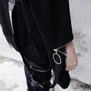 Sudadera con capucha Techwear negra Harajuku