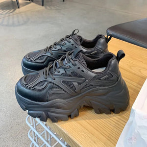 Black Thick Platform Sneakers