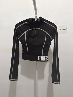 Black Turtleneck Long Sleeve Crop Top