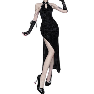Black Velvet Goth Dress
