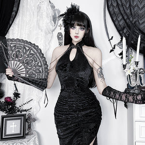 Black Velvet Goth Dress