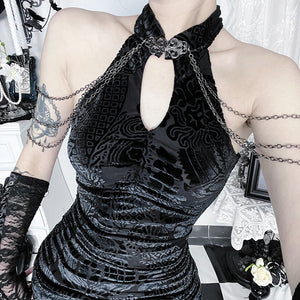 Black Velvet Goth Dress