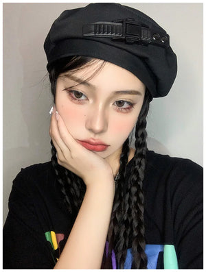 Vintage Techwear Beret Hip Hop Punk Hats For Woman Japanese Style Outdoor Motorcycle Sport Fashion Caps
