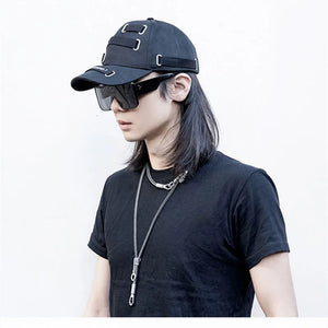 Tactical Techwear Style Webbing Buckle Hip Hop Punk Baseball Cap Men Women Outdoor Multifunction Sport Casual Hat Mens G
